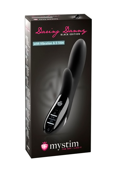 Вибратор Mystim Daring Danny силиконовый с электростимуляцией черный, 27 см