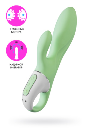 Нереалистичный вибратор Satisfyer Air Pump Banny 5, зеленый,  19 см