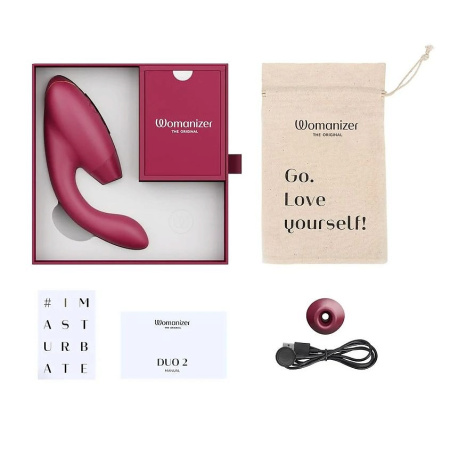 Бесконтактный клиторальный стимулятор Womanizer Duo 2, бордовый