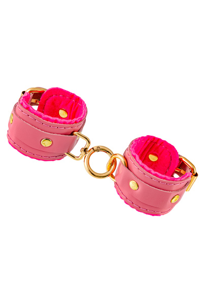 Оковы Pecado BDSM, «МИНИ» двуслойный, оригинальная сцепка, натуральная кожа, розовый