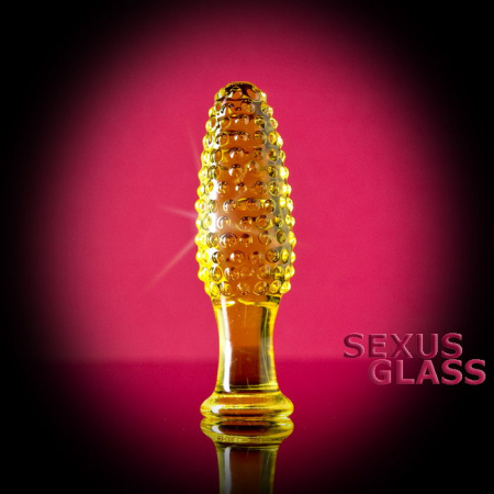 Анальная втулка Sexus Glass, стекло, желтая, 13 см, Ø 4 см