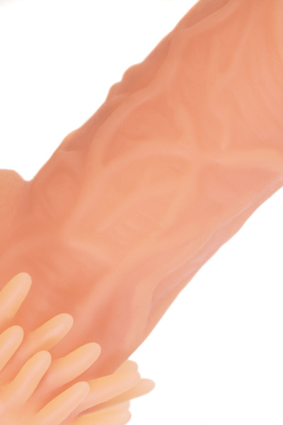 Насадка KOKOS реалистичная с дополнительной стимуляцией, TPE, телесная, 14 см