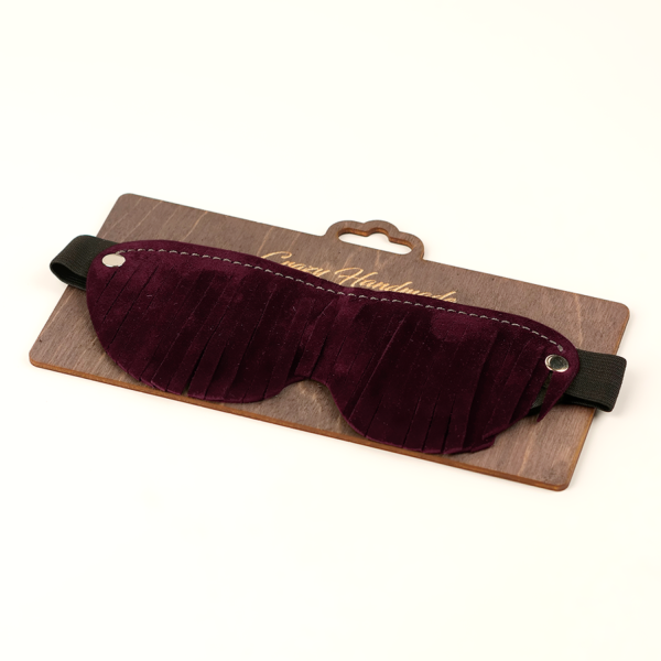 Маска с бахромой из натурального велюра, Crazy Handmade, бордовая