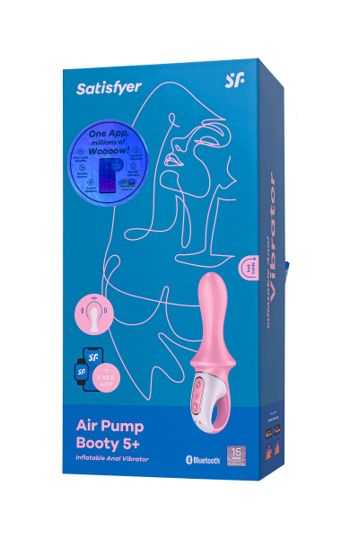 Нереалистичный вибратор Satisfyer Air Pump Booty 5, розовый, 15 см