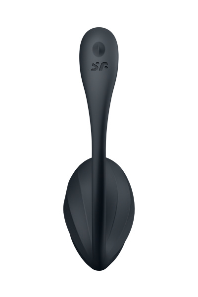 Виброяйцо Satisfyer Ribbed Petal с пультом ДУ, черное, 7,8 см