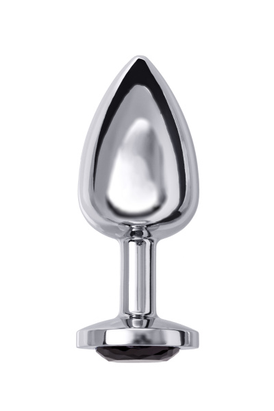 Анальная втулка TOYFA Metall, металл, серебристая, с черным кристаллом, 8,5 см, Ø 4 см, 360 г